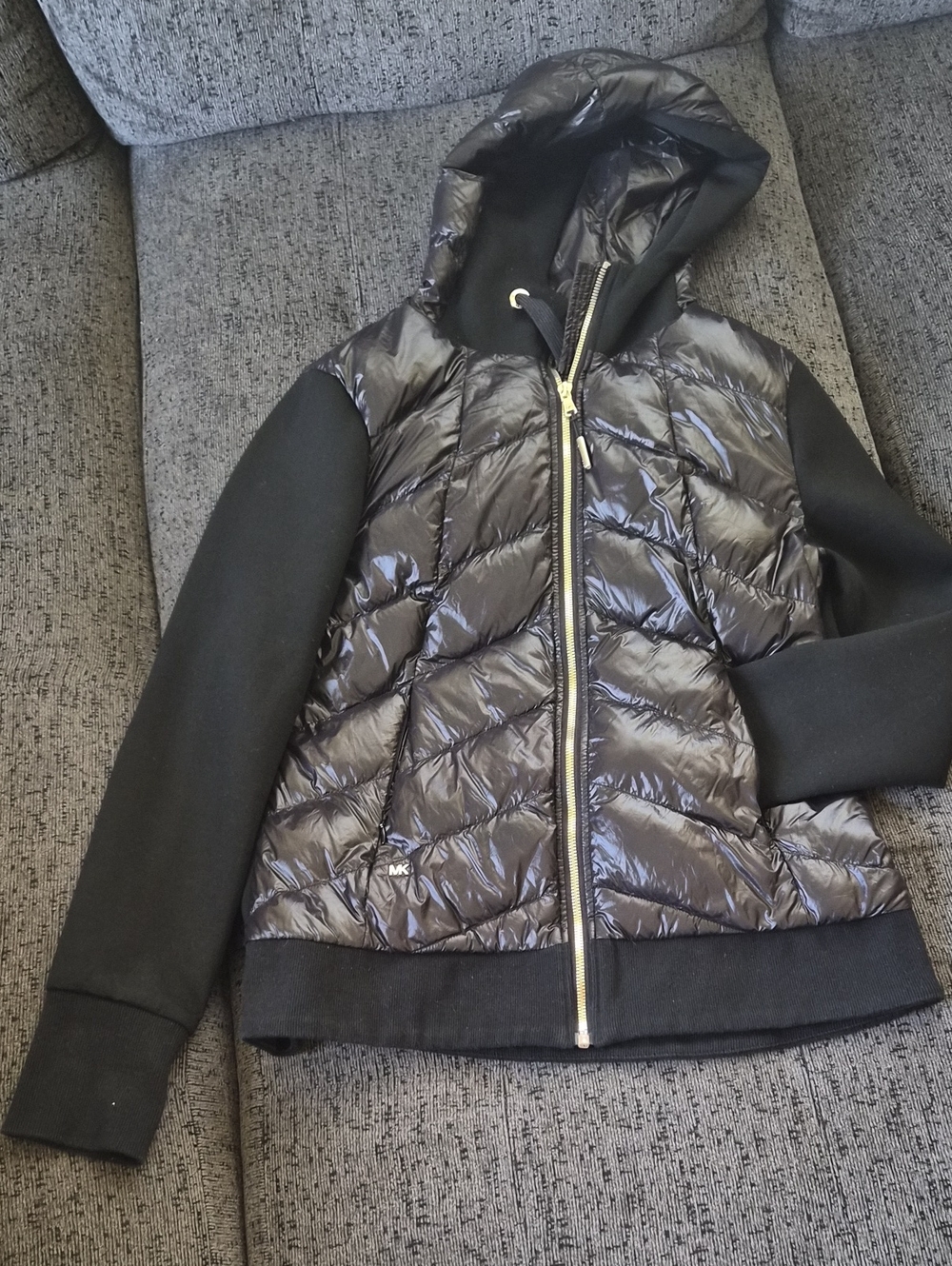 Michael Kors Black Quilted Hooded Puffer Jacket for Women